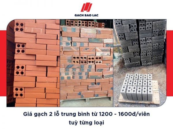 Gạch xây nhà 2 lỗ giá bao nhiêu