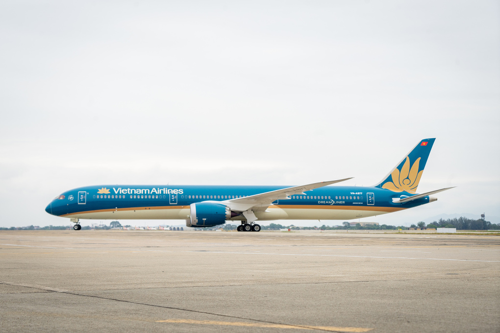 Chiếc Boeing 787-10 vừa được Vietnam Airlines tiếp nhận hôm 8/12. Ảnh: Vietnam Airlines